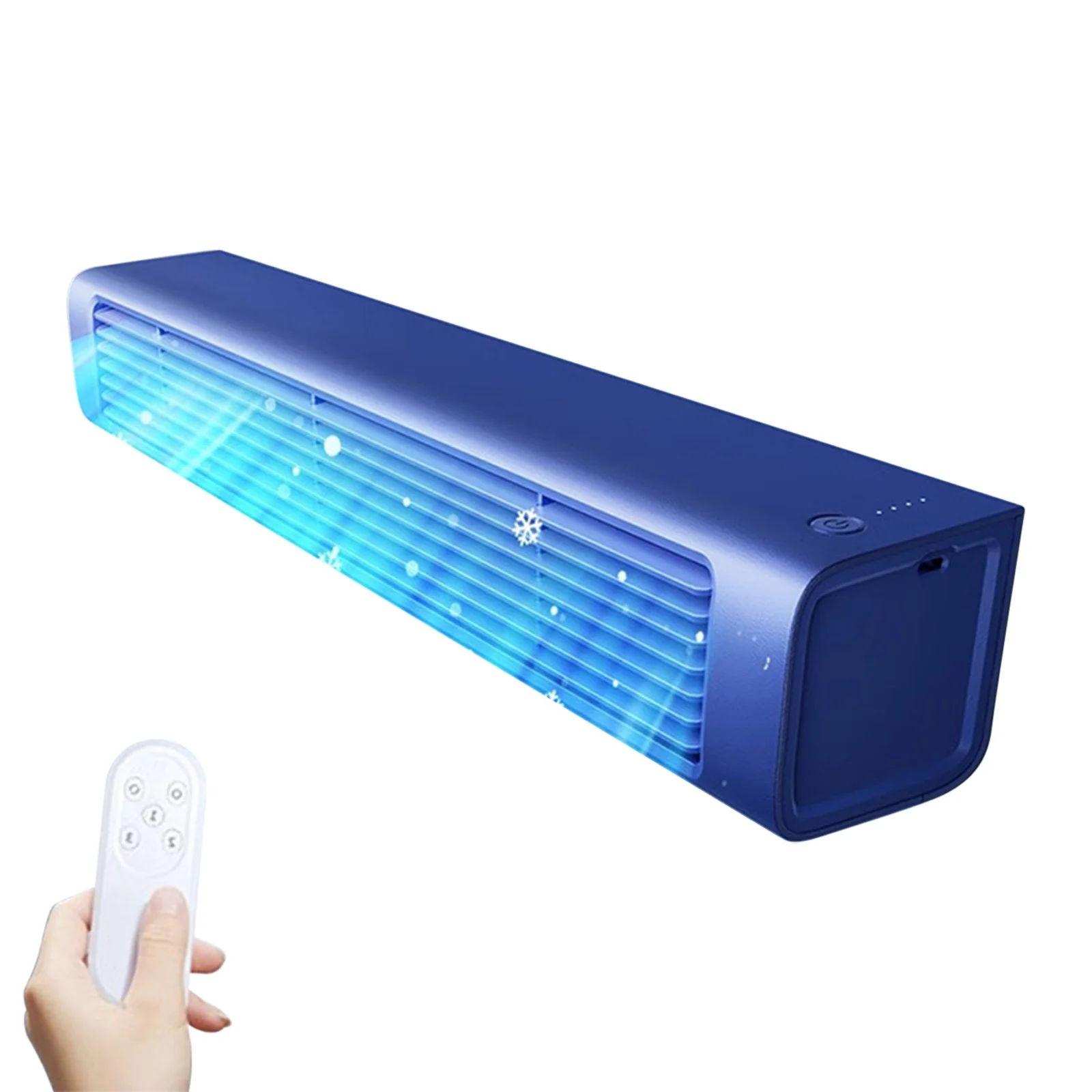 Portable Air Conditioners Wall Mounted Table Top Fan With Remote Control Bladeless Fan Mini Air Conditioner with 3 Speeds Adjustable Wind Direction Suitable for Offices Bedrooms Camping Blue - Image 7