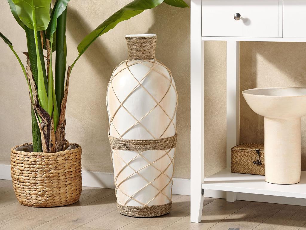 Jarrón decorativo ROKAN Cerámica Beige claro