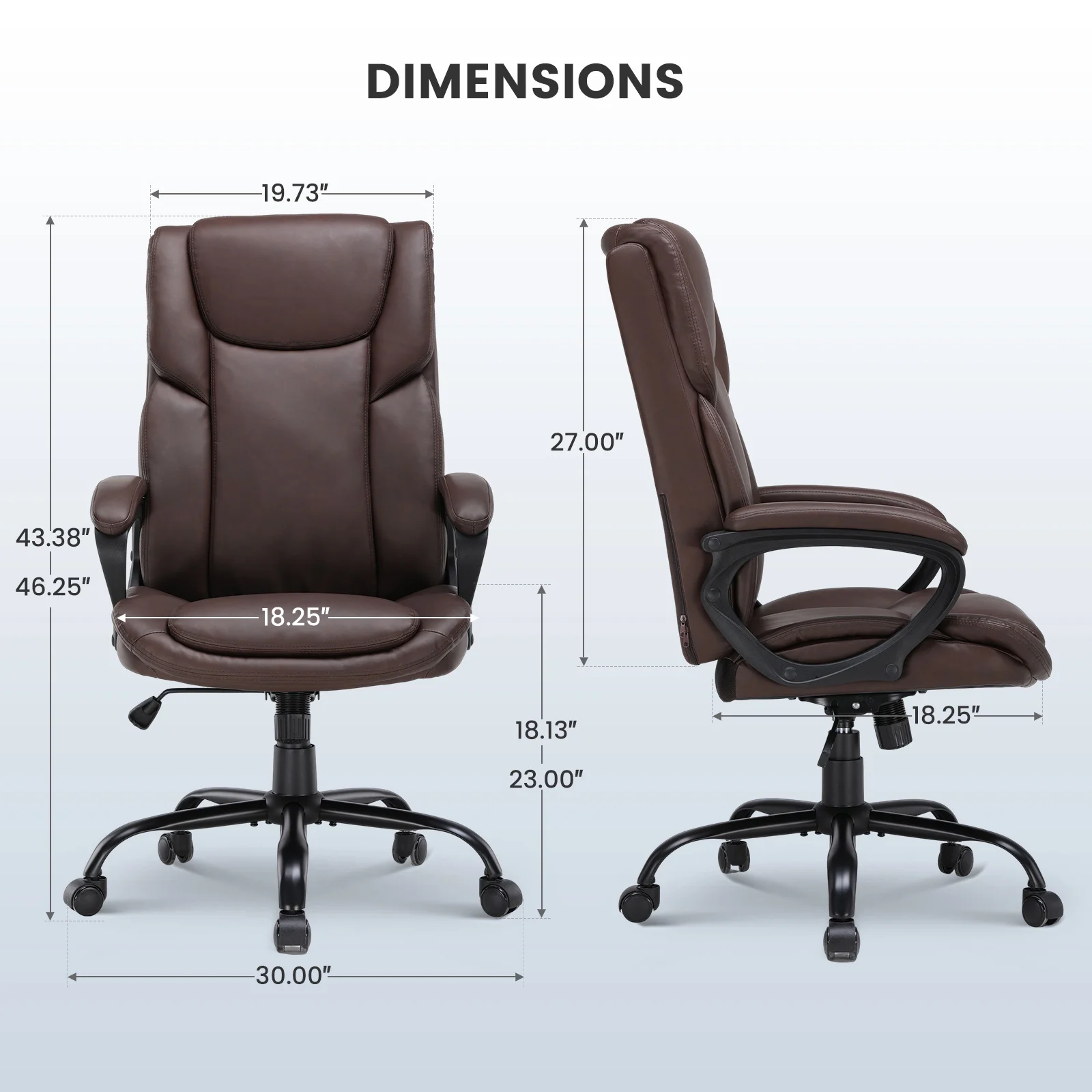 Mainstays Executive Ergonomic High Back Leather Home Office Desk Chair, Black - Image 20