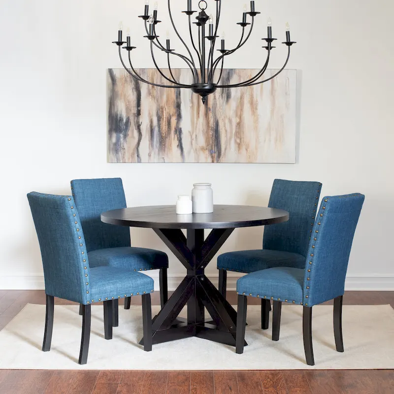 Roundhill Furniture Mytzi 5-Piece Dining Set: Cross-Buck Table with 4 Elegant Chairs