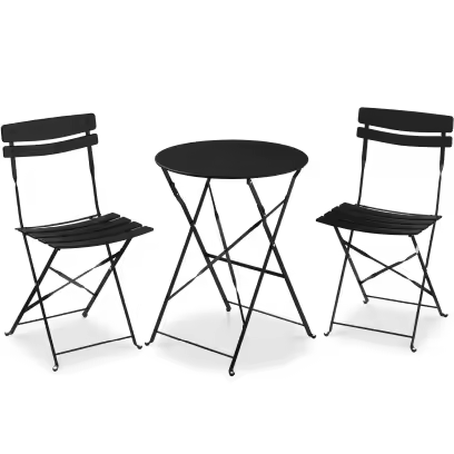 Best Choice Products 3-Piece Small Bistro Set, Folding Patio Furniture Set of 2 Chairs and Table - Black