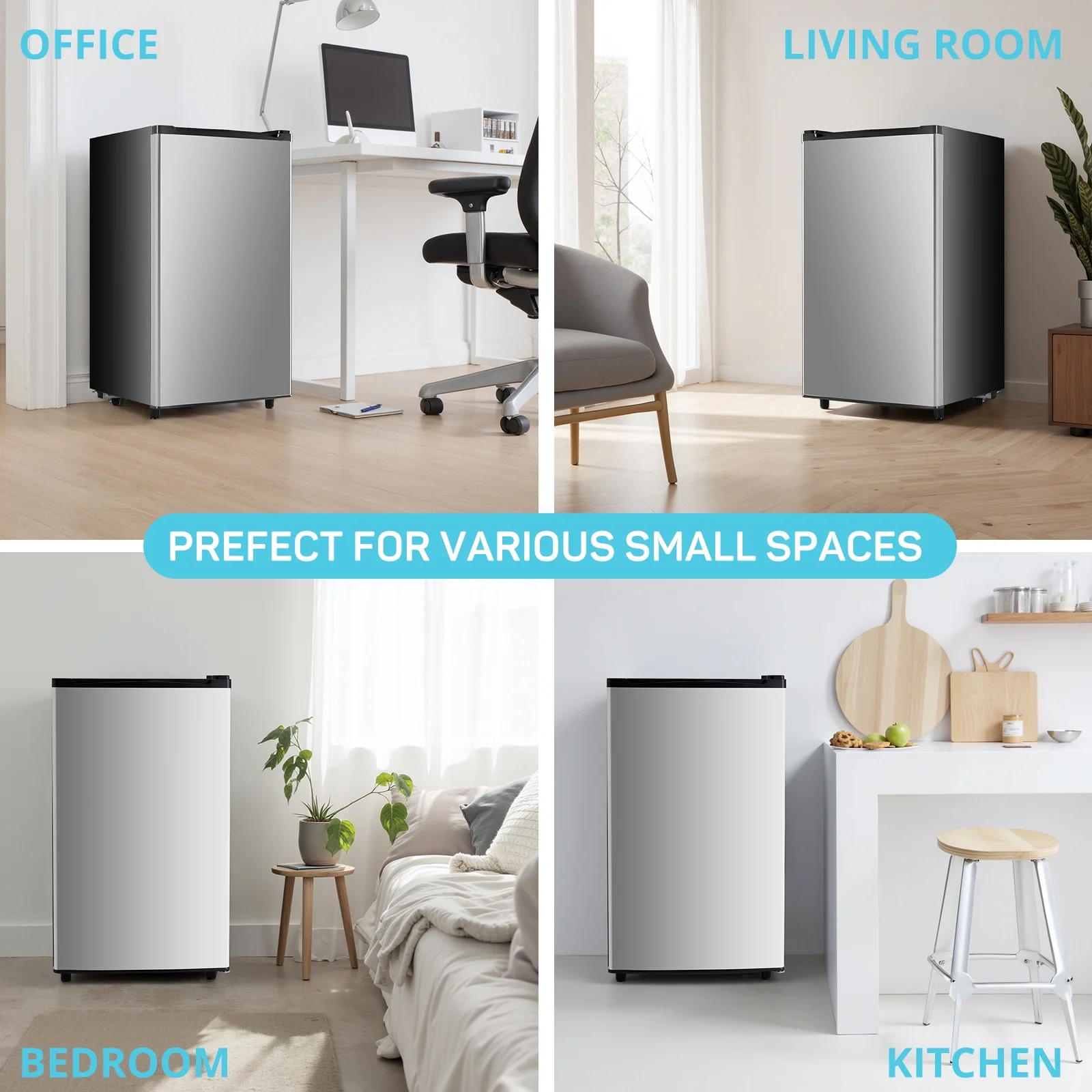 Upgraded Mini Fridge with Freezer, Compact Single Door, 3.2 Cu.Ft , Adjustable Thermostat, Low Noise, Perfect for Bedroom, Dorm, Office, 17.5" D x 17.7" W x 31.5" H, Black - Image 14