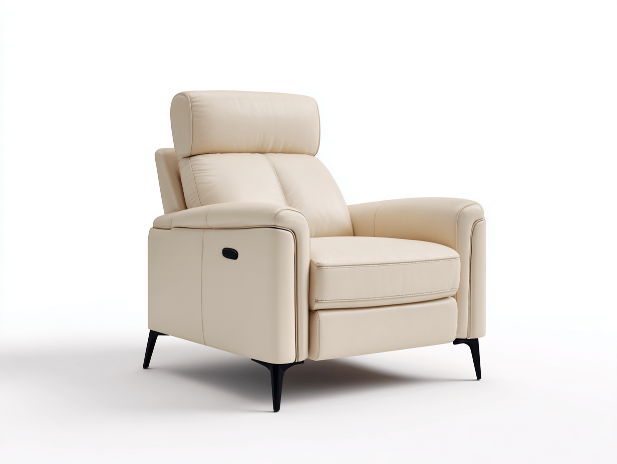 Sillón reclinable individual – cuero sintético – beige – estilo moderno