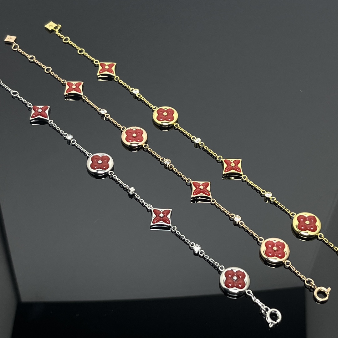 Louis Vuitton Red Carnelian BB Star Sun Blossom 4 Motifs Bracelet - Original Replica Club