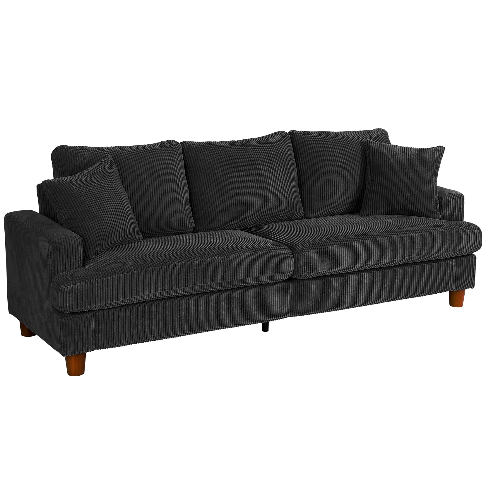 87" Corduroy Sofa,3 Seater Sofa with Extra Deep Seats,Neche Comfy Upholstered Couch for Living Room,2 Pillows,Green - Image 38