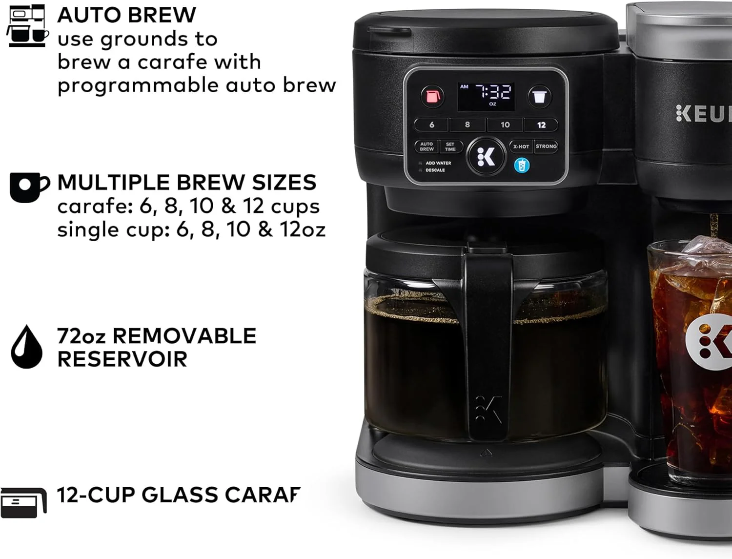 Keurig K-Duo Hot & Iced Single Serve & Carafe Coffee Maker MultiStream Technology 72oz Reservoir