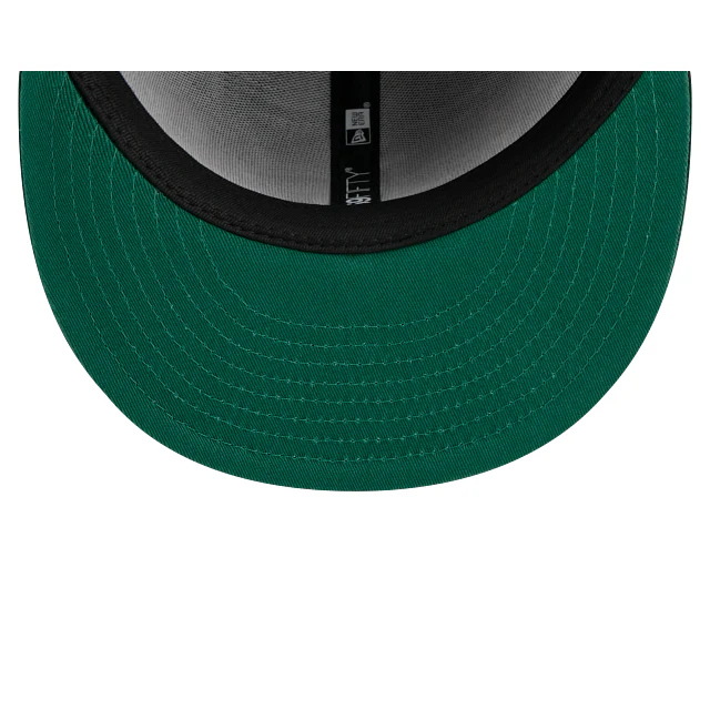 Close-up view of the classic green undervisor on the New Era Los Angeles Dodgers 59FIFTY Fitted Hat.
