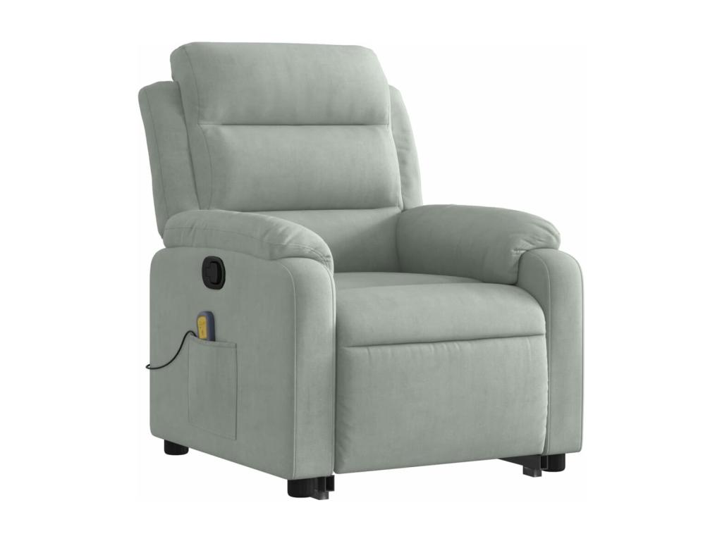 Sillón reclinable de masaje elevable terciopelo gris claro