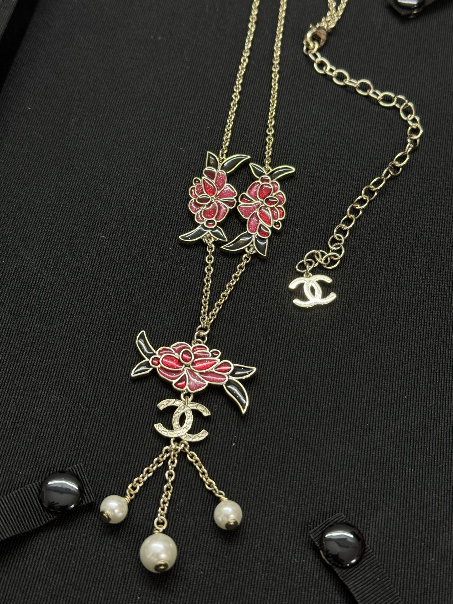 Chanel Flower Pearl Tassel Sweater Chain Necklace - Original Replica Club
