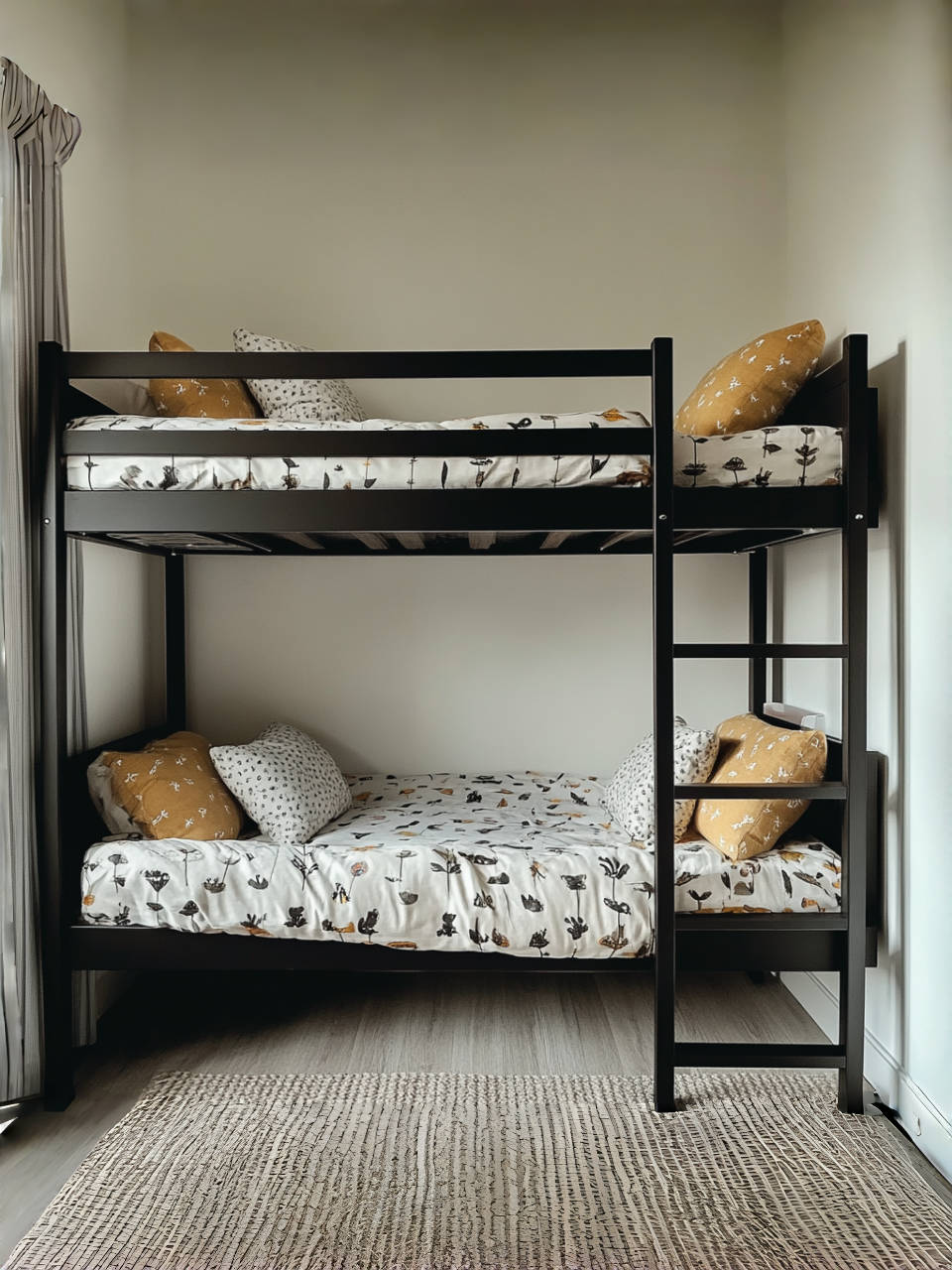 Cama litera de metal con somier de láminas,color negro,de metal,para dormitorio infantil,203 x 140 x 144,5 cm