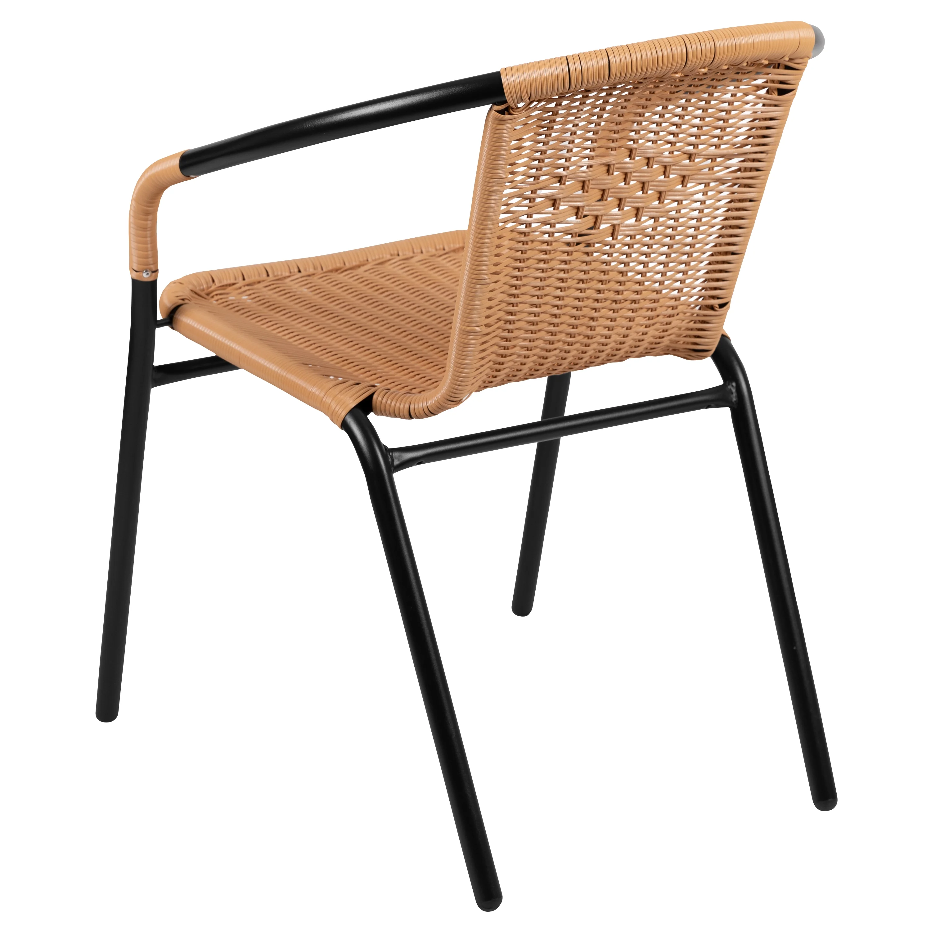 Emma + Oliver Indoor/Outdoor Stacking Rattan Restaurant Patio Chairs, Set of 2, Gray - Image 43