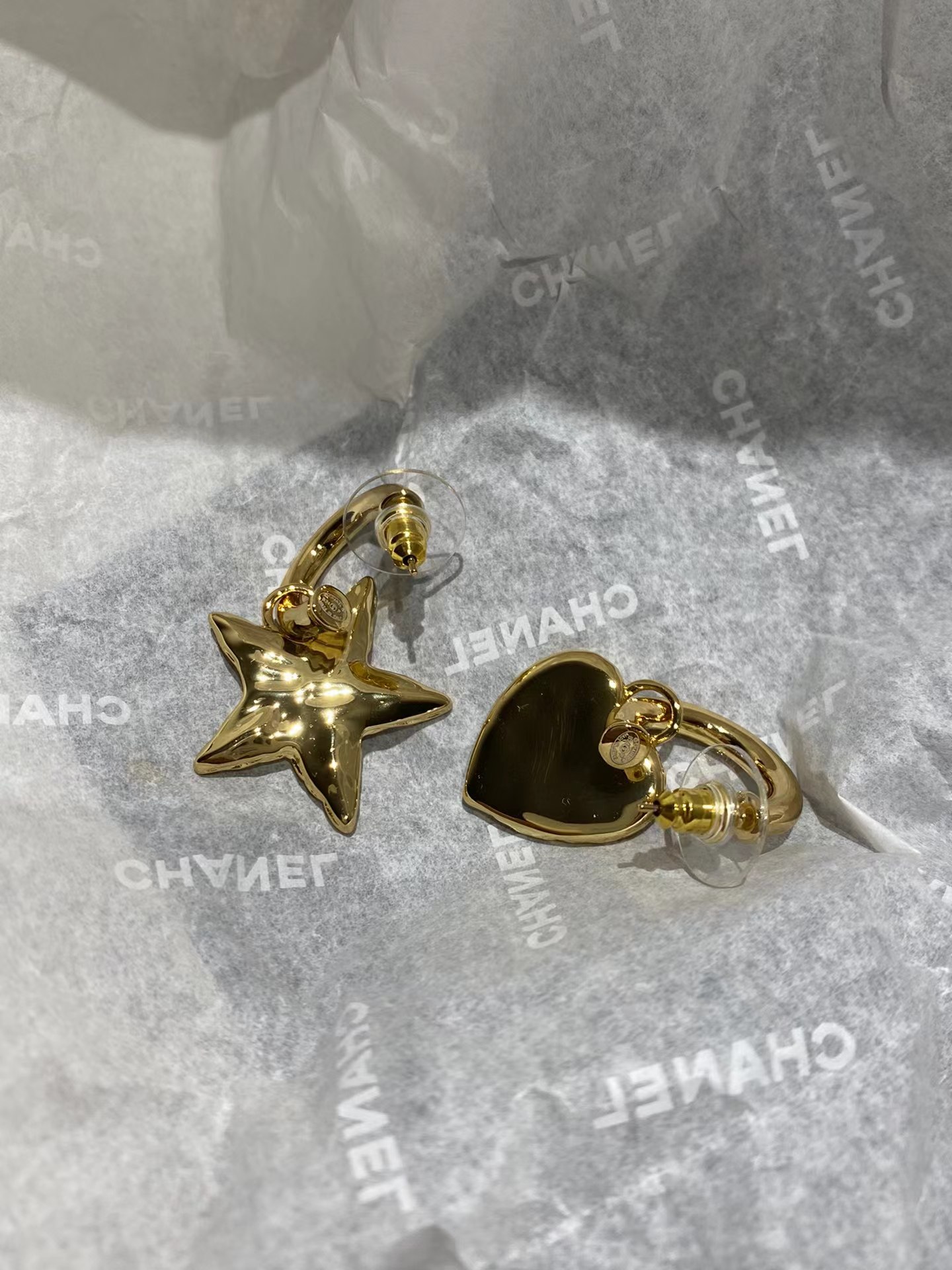 Chanel Asymmetric Star and Love Heart Dangle Earrings - Original Replica Club