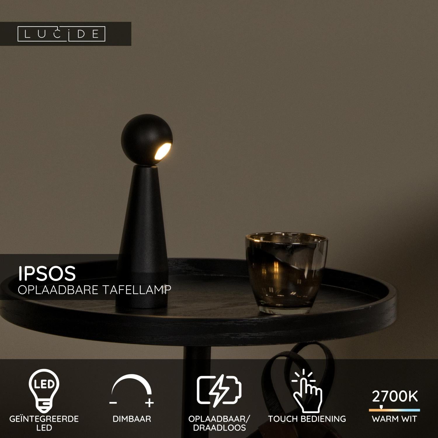 Lucide IPSOS Tafellamp - Zwart