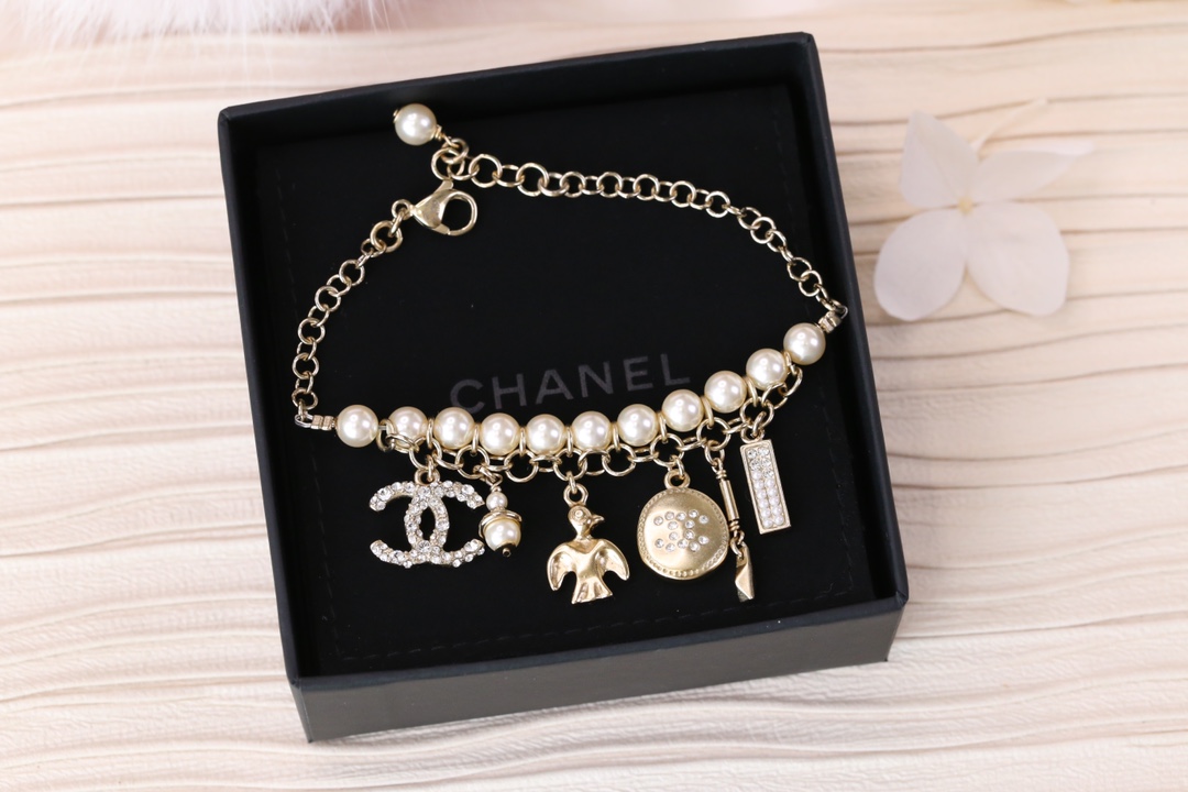Chanel Bird CC Charms Chain Pearl Tassel Bracelet - Original Replica Club