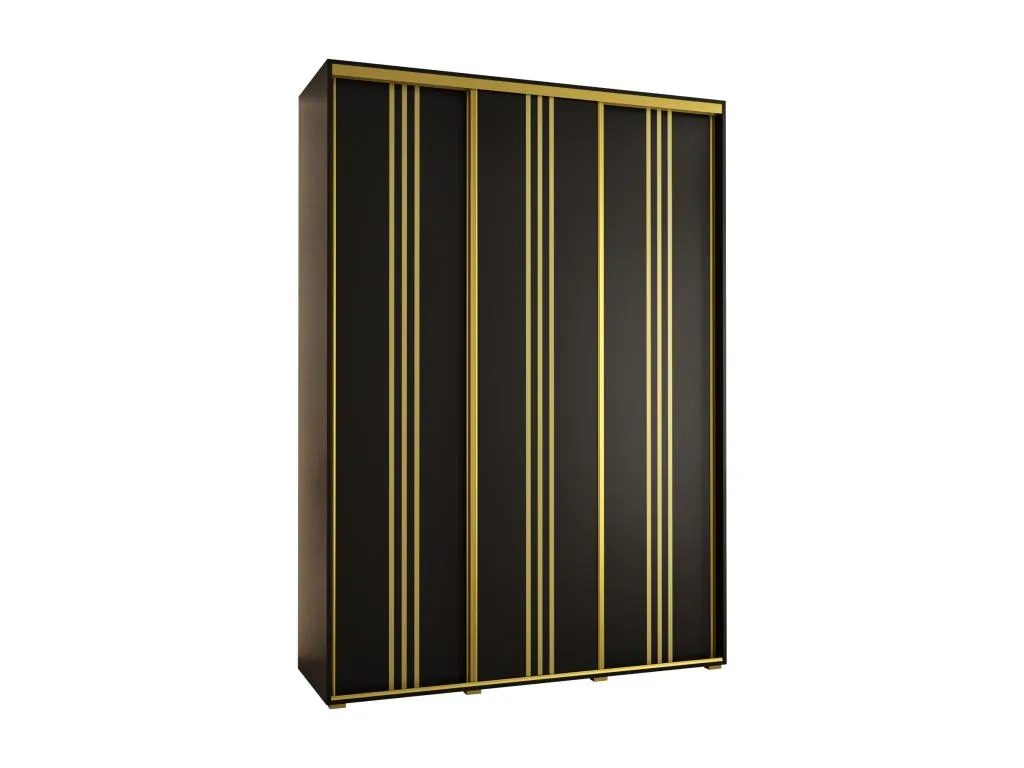 ARMARIO Lluesmahome de 3 puertas correderas, dimensiones 235.2/170/45 cm, diseño en negro y oro  DN7043698