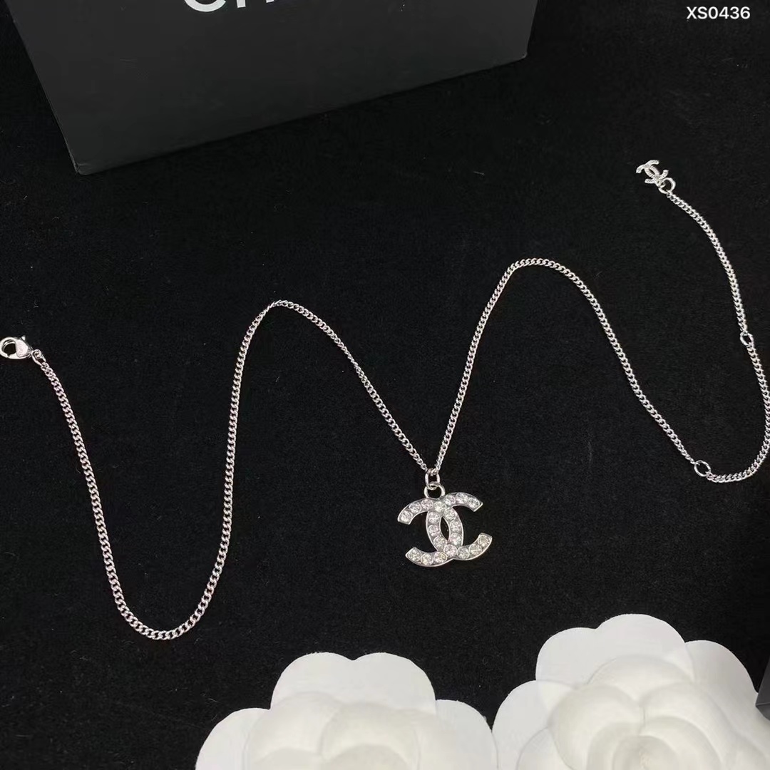Chanel Classic Silver Double C Pendant Necklace - Original Replica Club