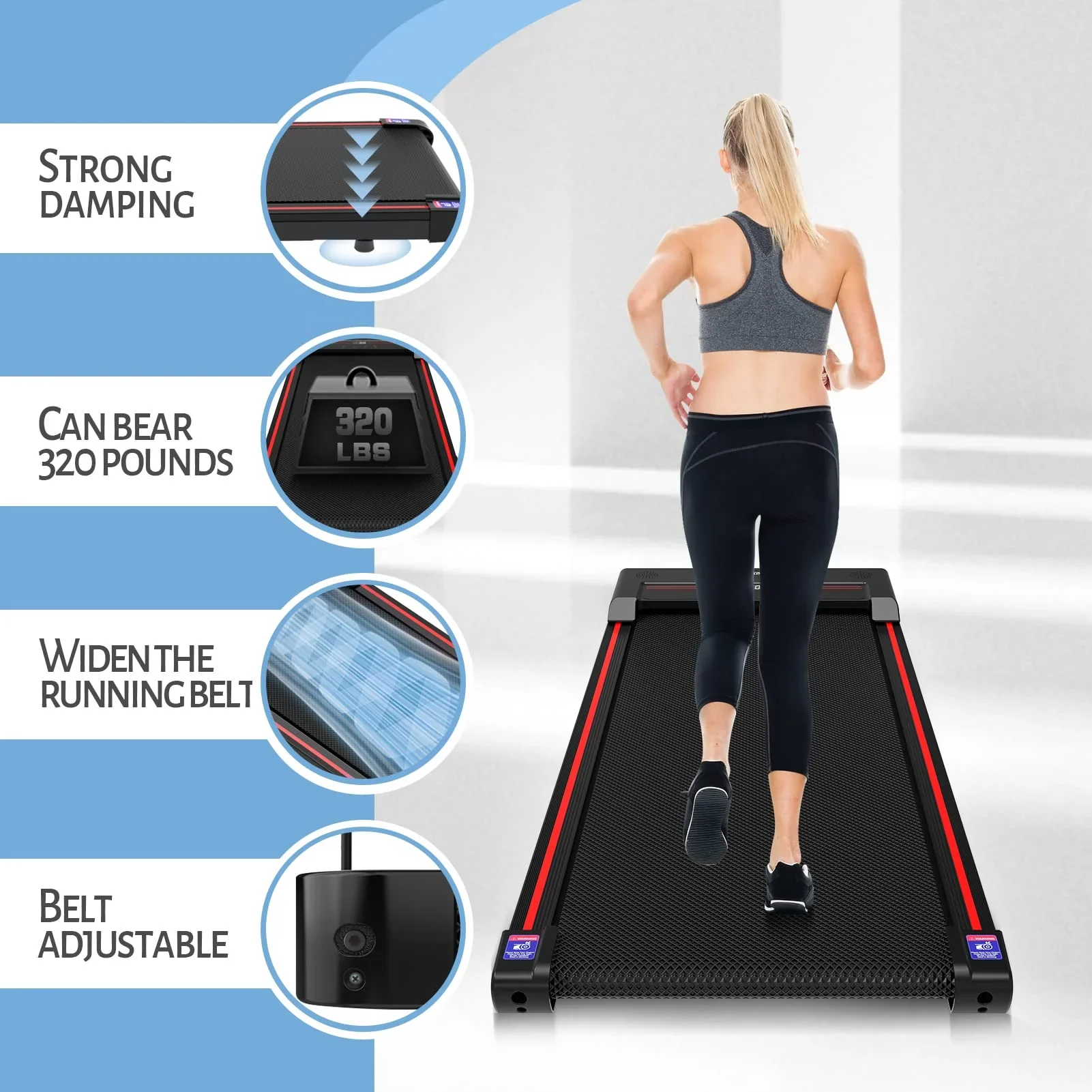 Sperax Under Desk Walking Pad Treadmill, 2.5 Horsepower, 320 lb Capacity - Image 3 Sperax Under Desk Walking Pad Treadmill, 2.5 Horsepower, 320 lb Capacity - Image 3
