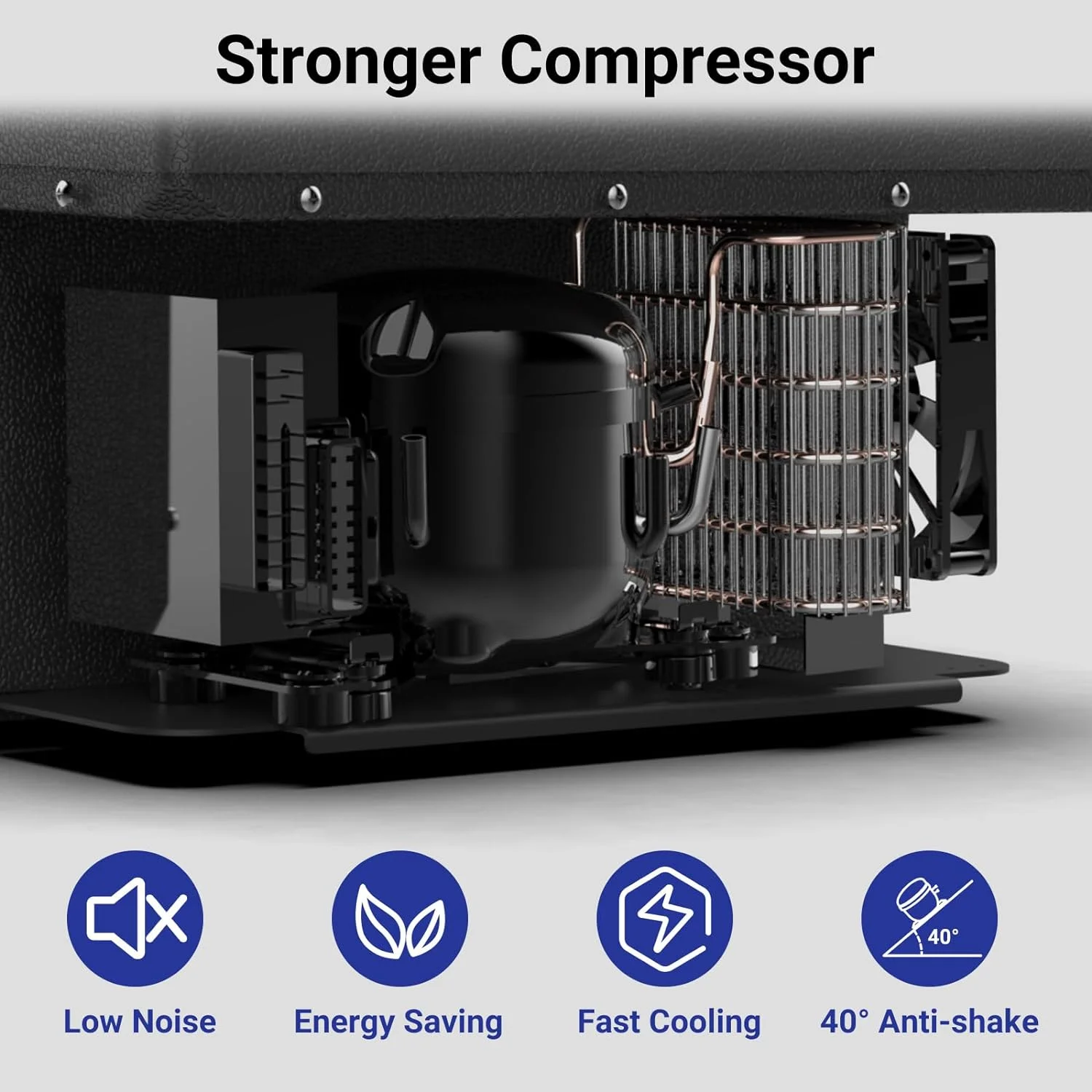 SMAD 12V/24V Car Fridge 50L Camping Mini Fridge Freezer, Quiet Electric Compressor Cool Box, Black - Image 8
