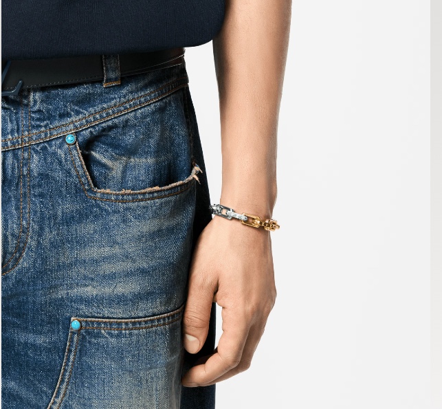 Louis Vuitton Silver Gold Mixed Color Chunky Bracelet - Original Replica Club