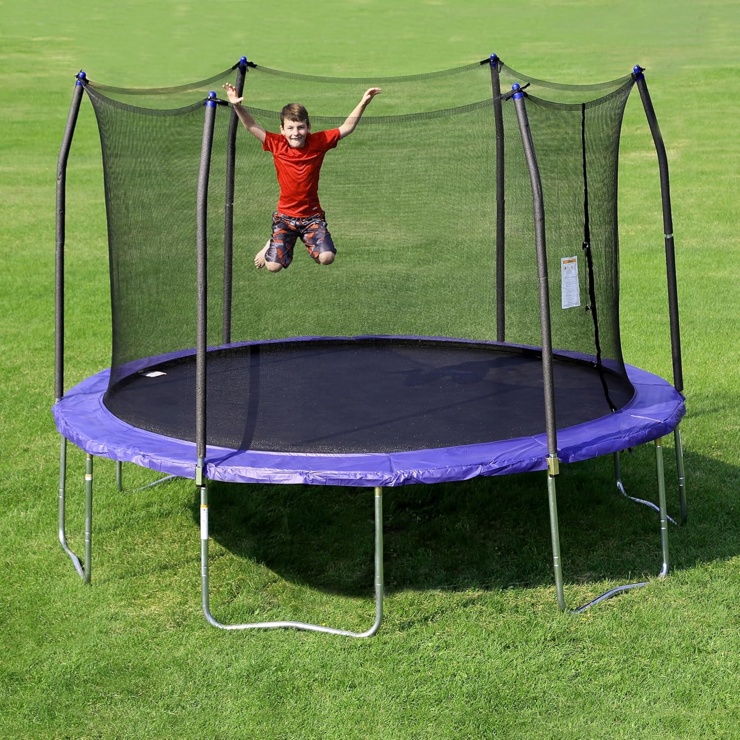 Round Trampoline With Enclosure And Spring Pad, 12-Foot, Blue - Image 2 Round Trampoline With Enclosure And Spring Pad, 12-Foot, Blue - Image 2