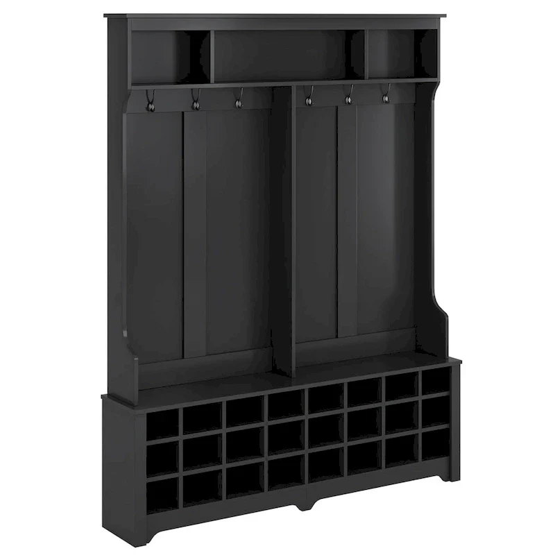 Merax Versatile Hall Tree with Hooks, Shelves, and 24 Shoe Storage Cubbies