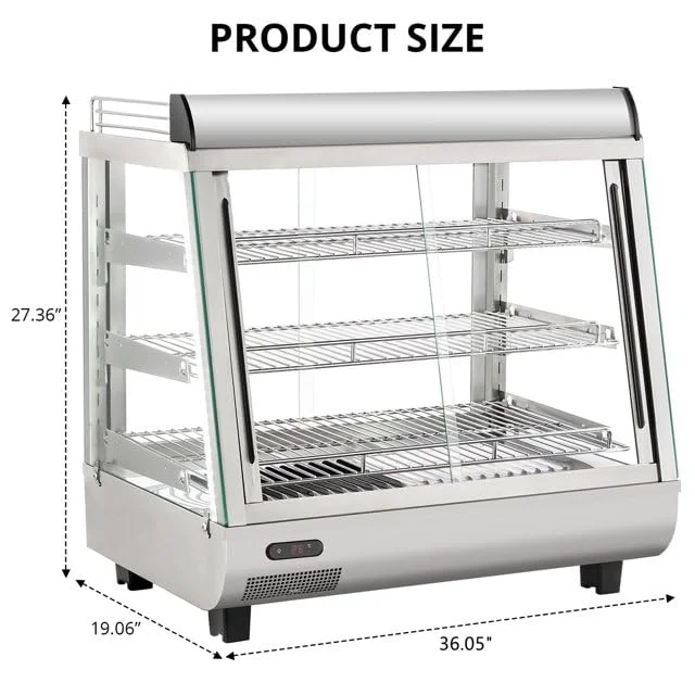 36" Commercial Food Warmer Display Case, Countertop Warmer Display Case, Commercial Food Warmer with Adjustable Shelves, Glass Sliding Doors, 3 Tier Electric Heated Display Cabinet - Image 2
