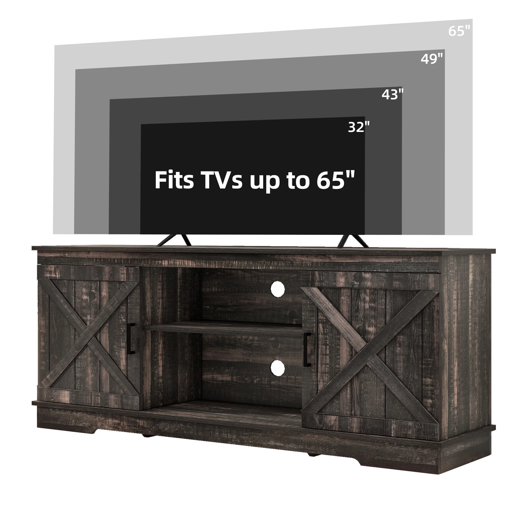 Dextrus Farmhouse TV Stand for 65 inch TV, Entertainment Center for Living Room, TV Media Console Cabinet, Grey Wash - Image 21
