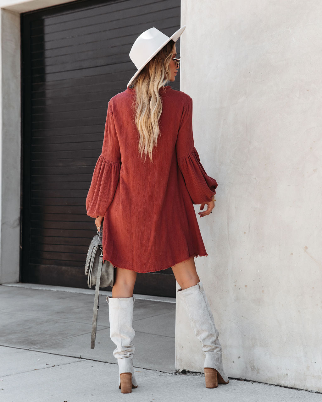 Blakeley Cotton Pocketed Button Down Shirt Dress - Clay - Se7enfashion