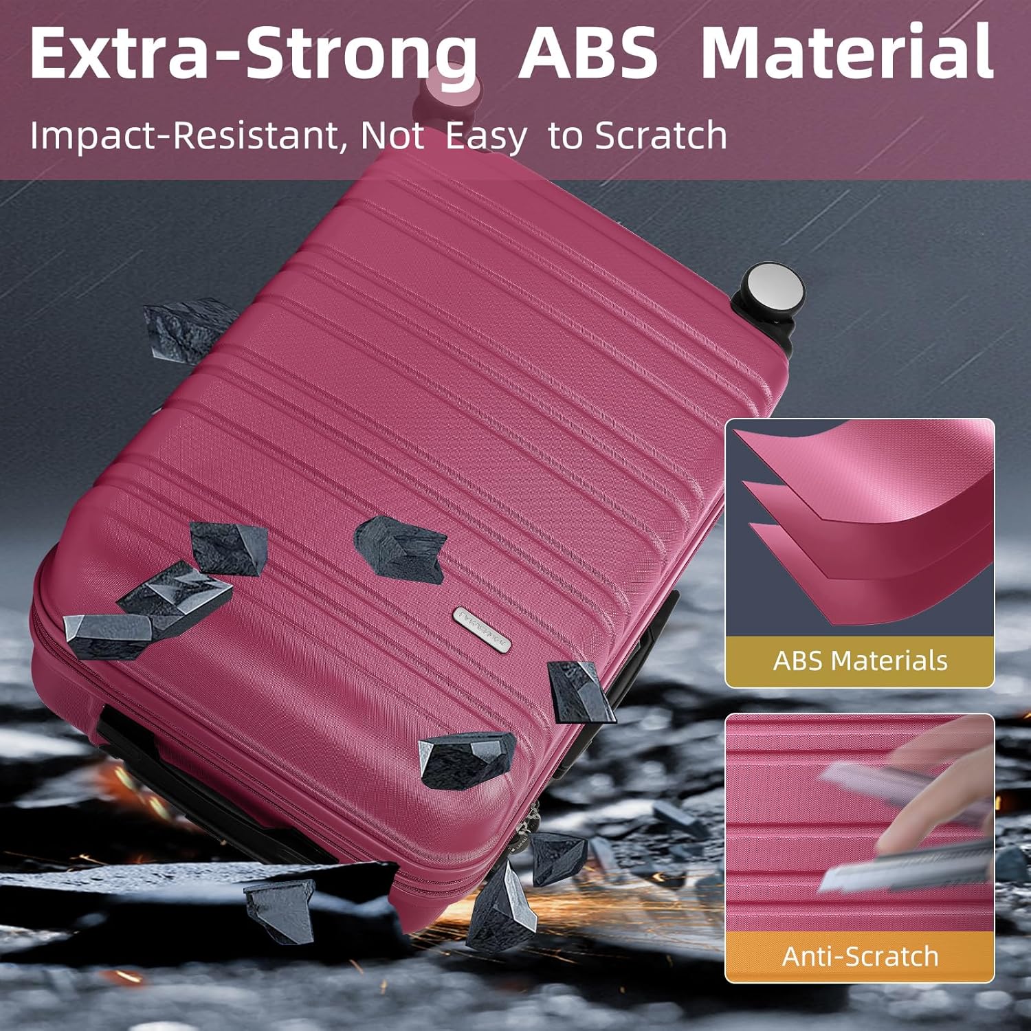 6-piece luggage set, expandable hardshell suitcase set with spinner wheels, lightweight rolling luggage set