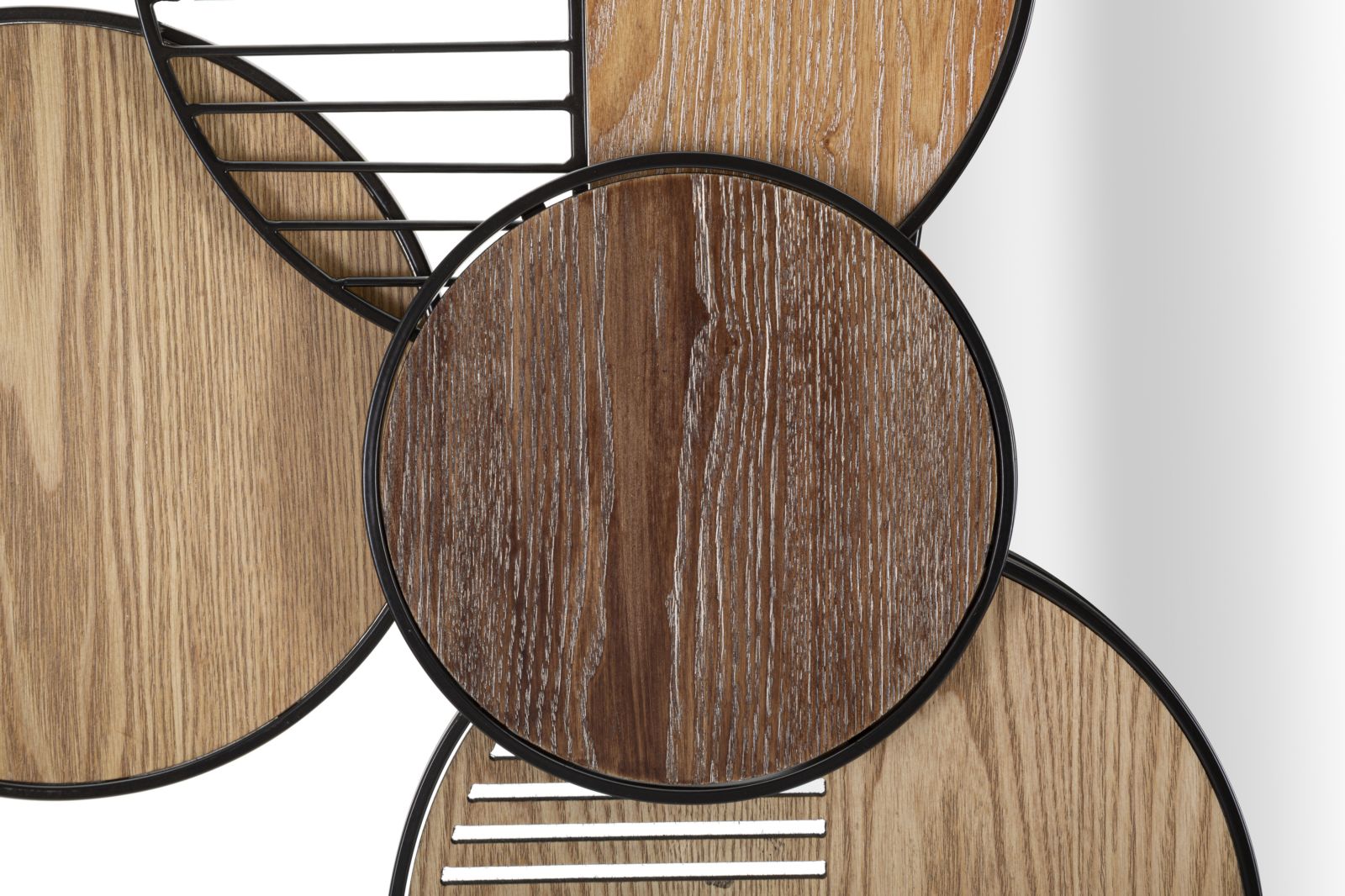 Mauro Ferretti Woody Wandspiegel in metaal en hout bruin en zwart