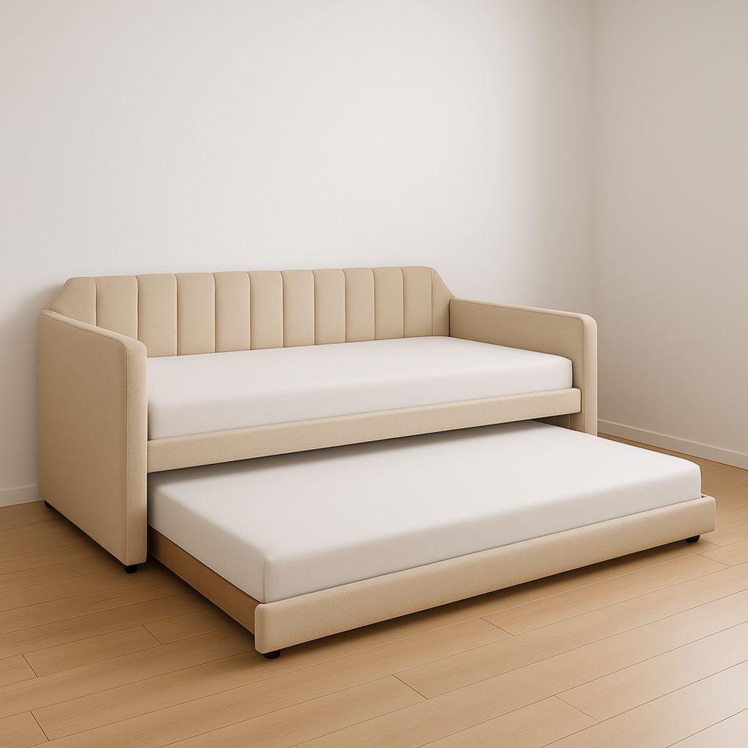 Sofá cama extraíble de 2 plazas beige 200x90x85 cm