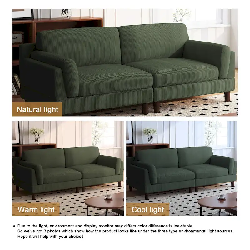 90-Inch Oversized Corduroy Sofa for Living Room with Reversible Cushions