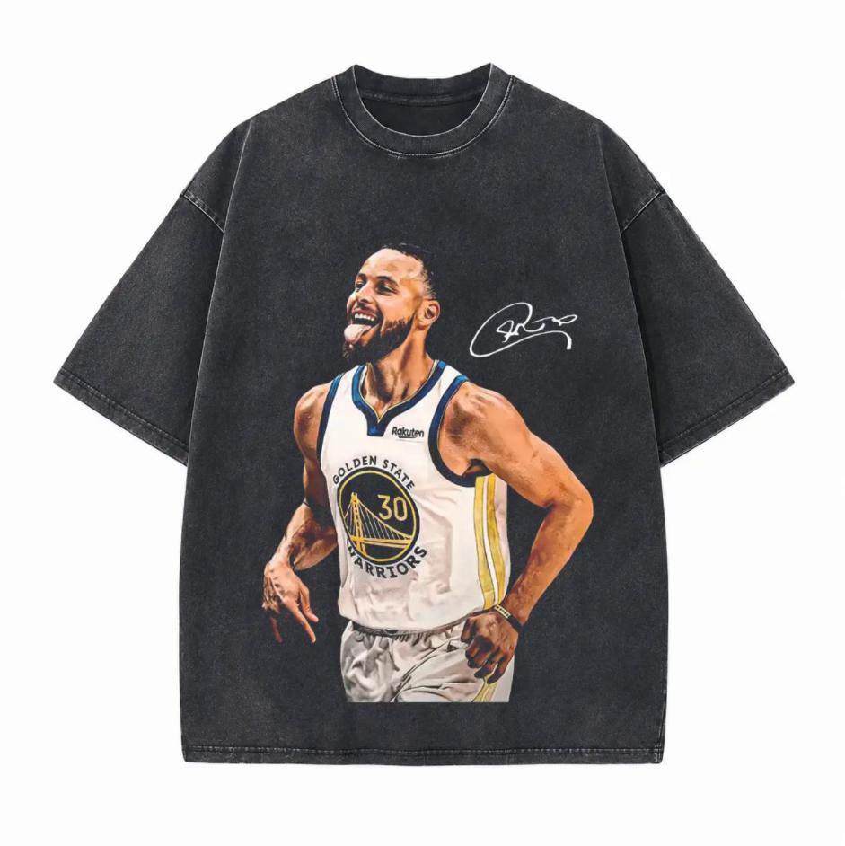 NBA Star Chewing Mouthguard Printed Unisex Washed T-Shirt