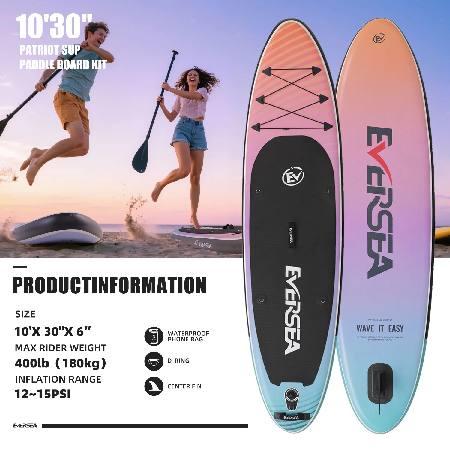 MSEASFREE 10' Inflatable Stand up Paddle Board,with Premium SUP Paddle Board Accessories,Non-Slip Comfort Deck for Youth & Adults - Image 13