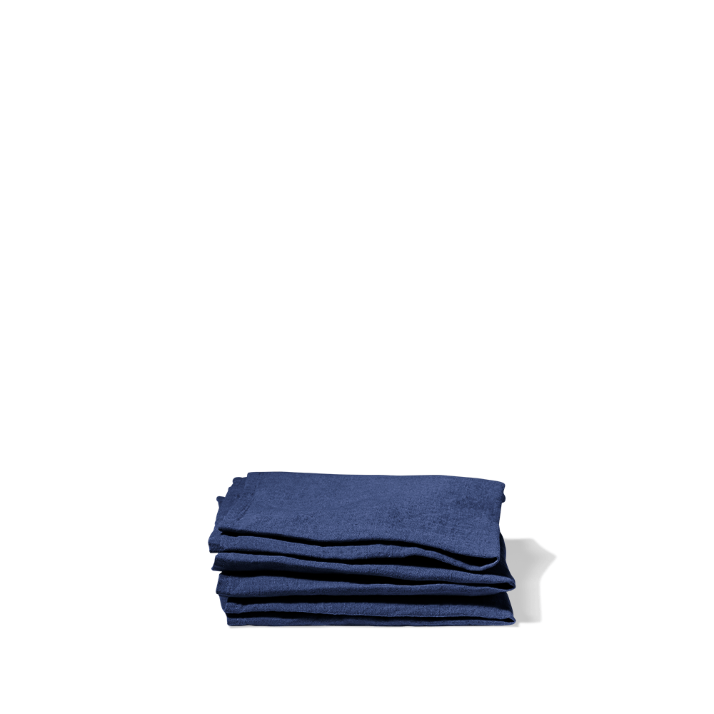 Serviette de table en lin lavé - Bleu Shibori