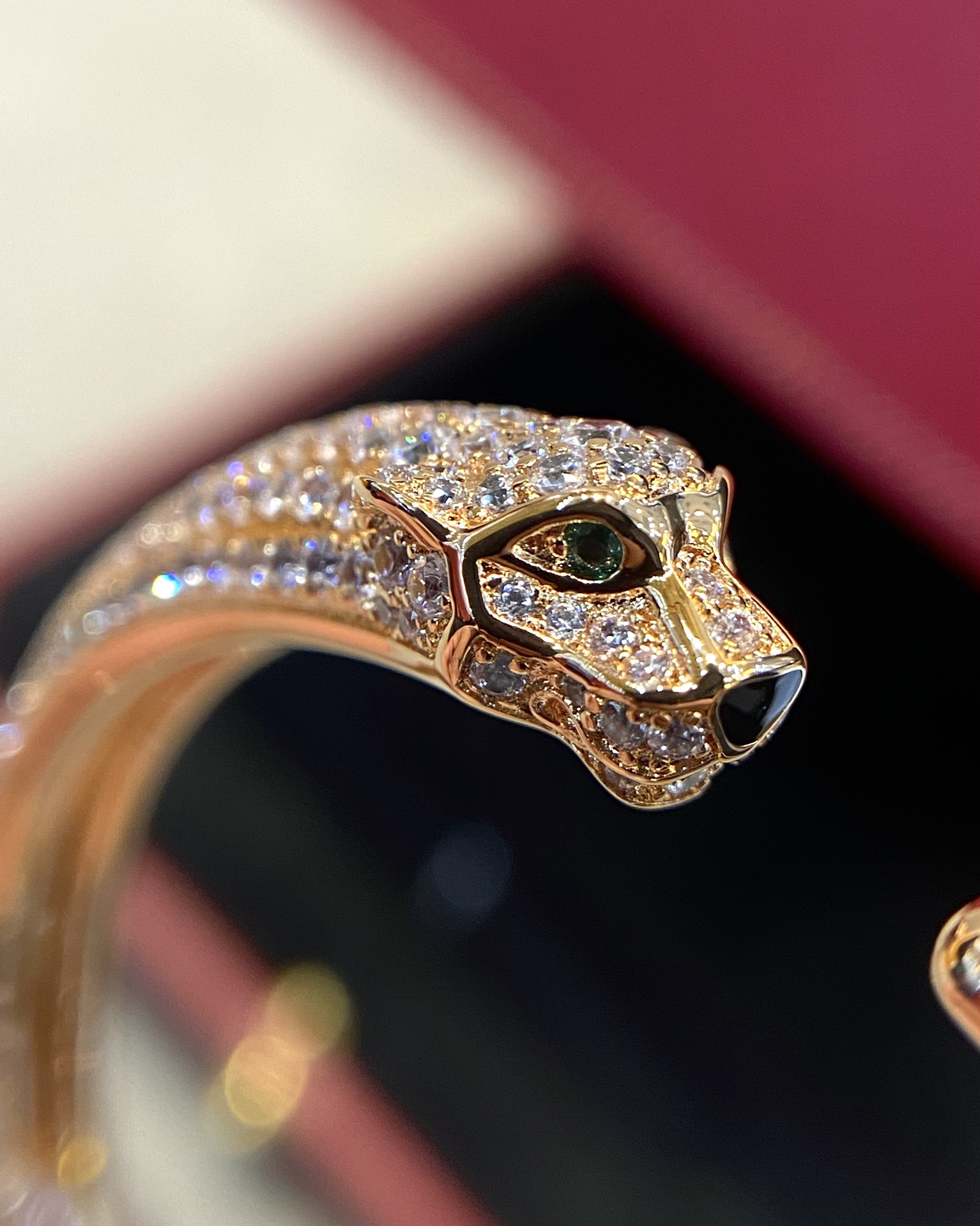 Cartier Half Diamond Panthère de Bracelet Open Cuff Bangle - Original Replica Club