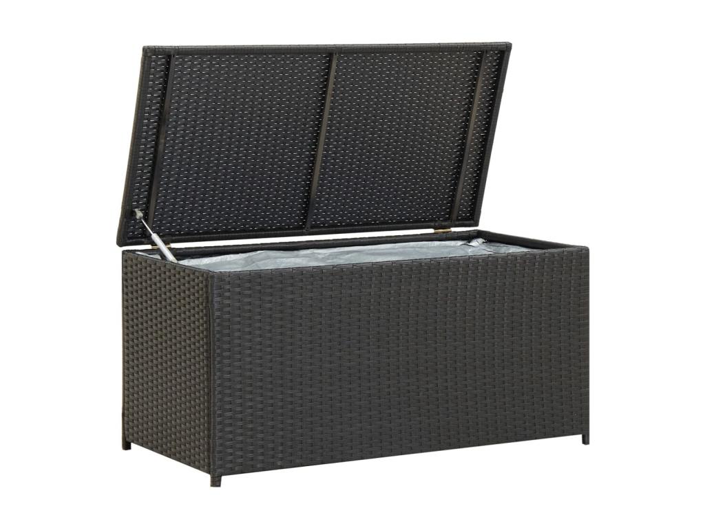 Caja de almacenamiento de jardín de resina tejida 100x50x50 cm negro