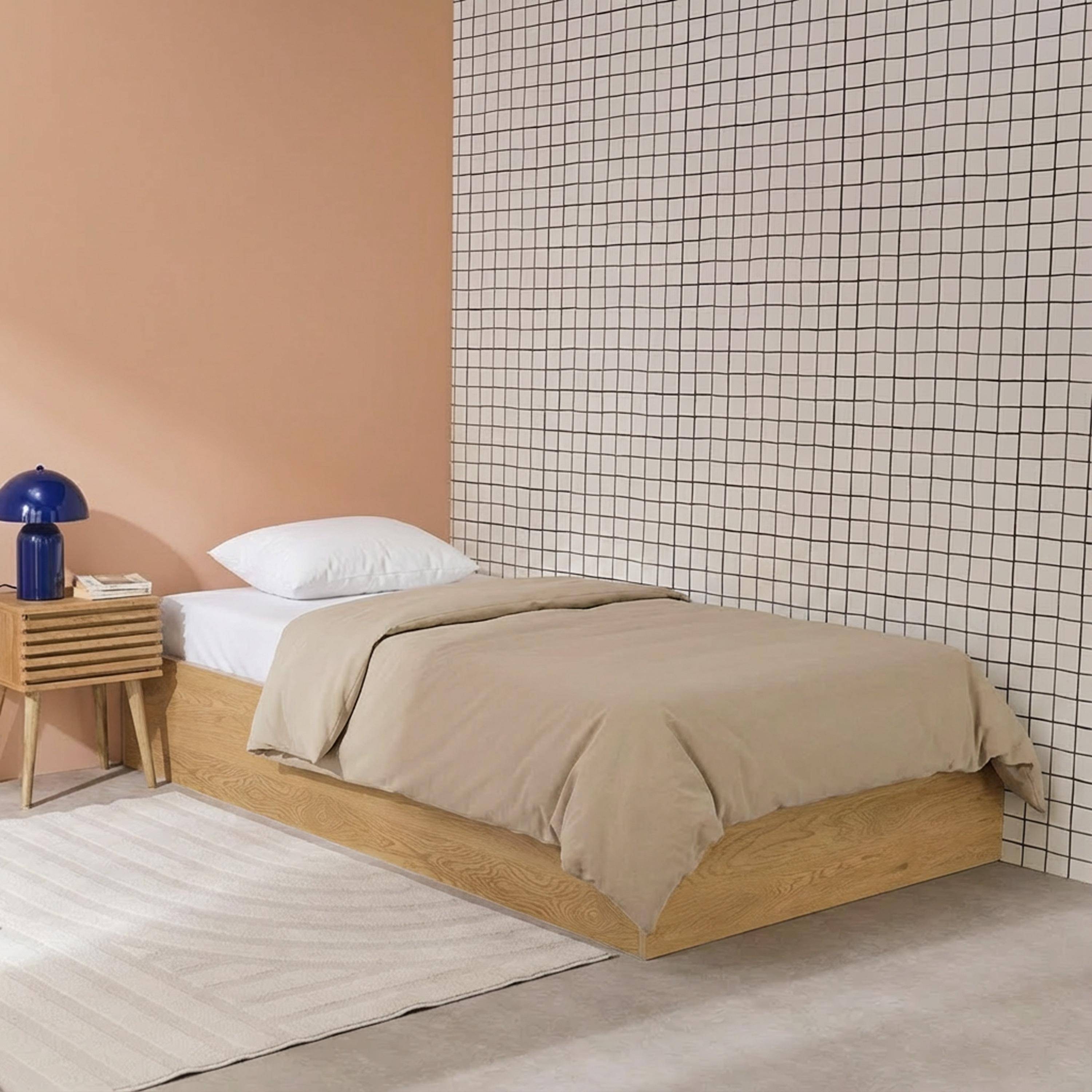 Lift - Cama con cajón y somier de láminas 90x190cm, decoración madera