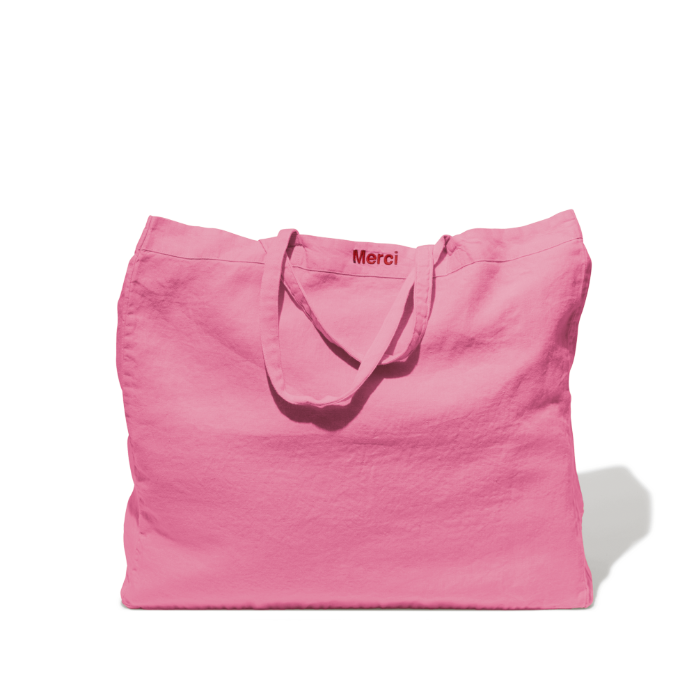 Cabas en lin lavé - Rose Garance
