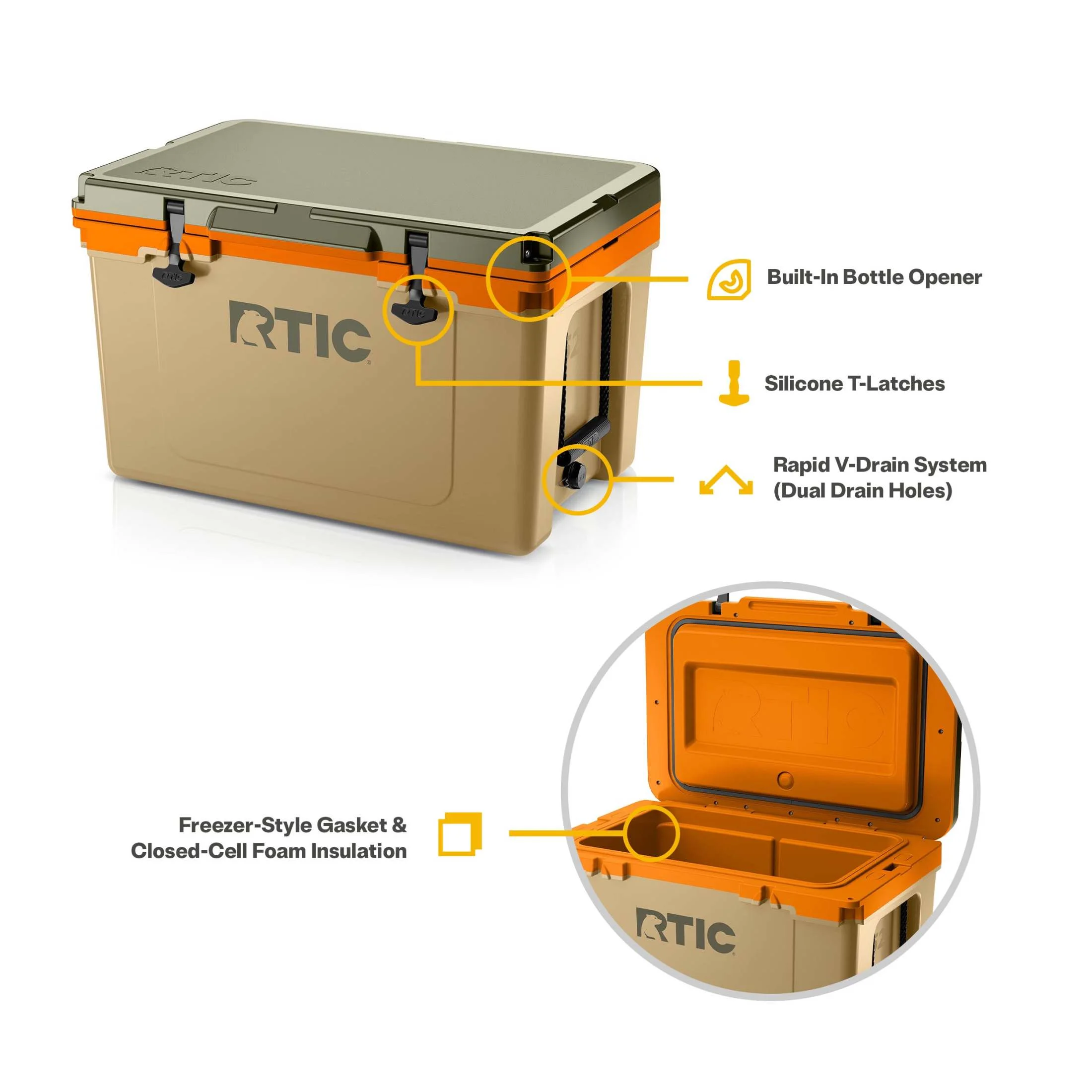 RTIC 52 QT Ultra-Light Hard-Sided Ice Chest Cooler, Fits 76 Cans, Trailblazer - Image 4