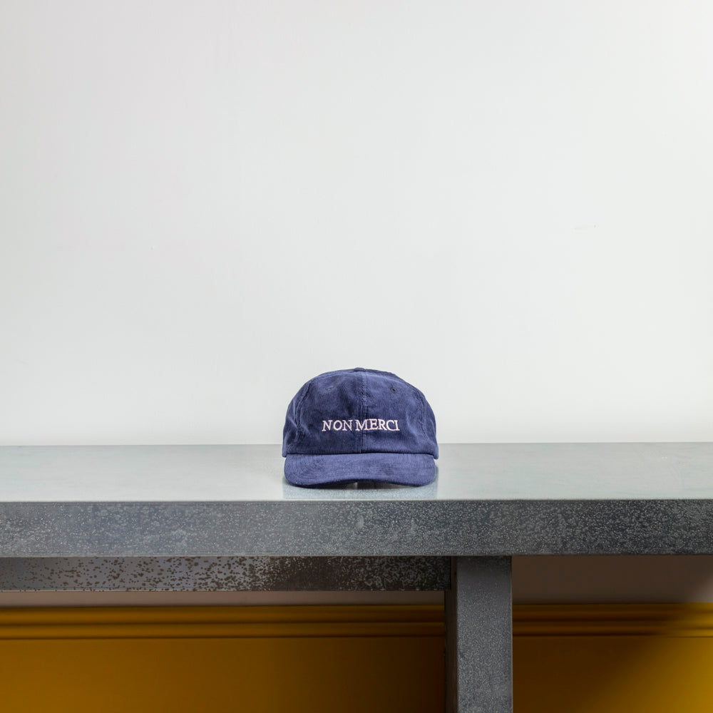 Casquette unisexe brodée Non Merci - Velours Marine