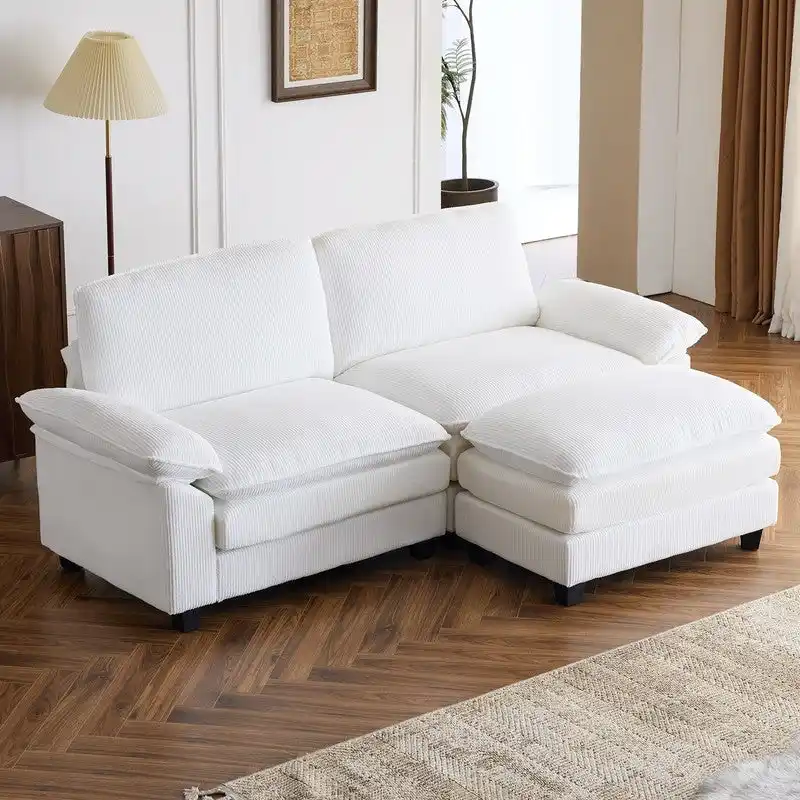 Chenille Two-Seater Sofa with Footstool - 2+1 Indoor Double Bag, Dimensions: 217*141*85