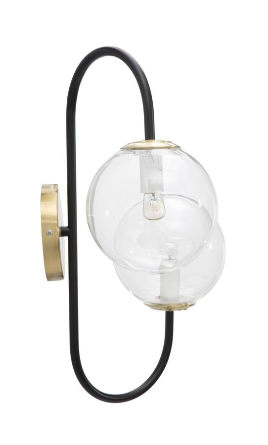 Mauro Ferretti Iron Zwart metalen wandlamp met 2 glazen bolletjes