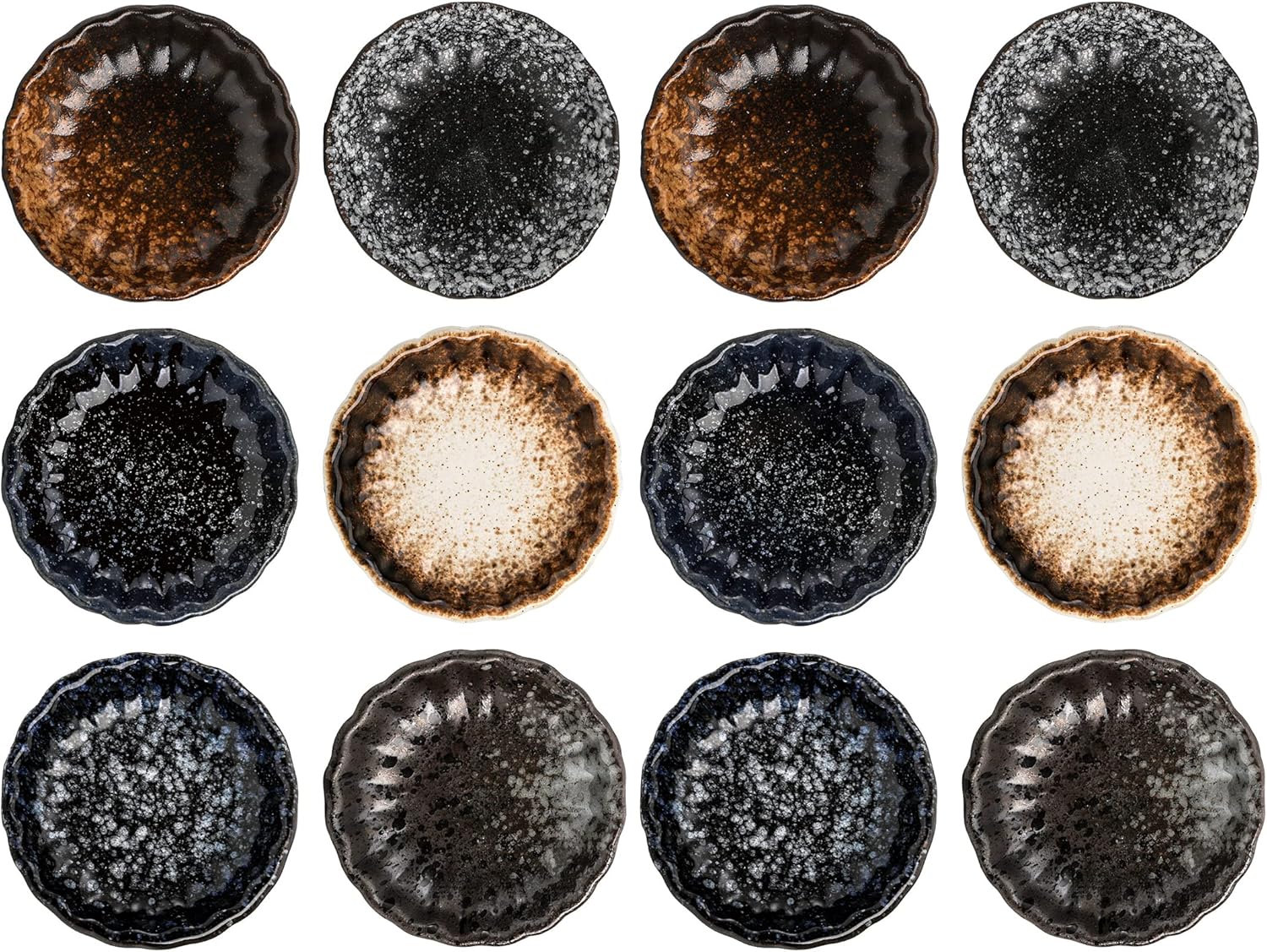 Nicunom 12 Pack Soy Sauce Dishes, Ceramic Dipping Bowls Set, 2.8 Inch Side Dishes Japanese Style Pinch Bowls Seasoning Dish for Ketchup, BBQ, Sushi, Soy