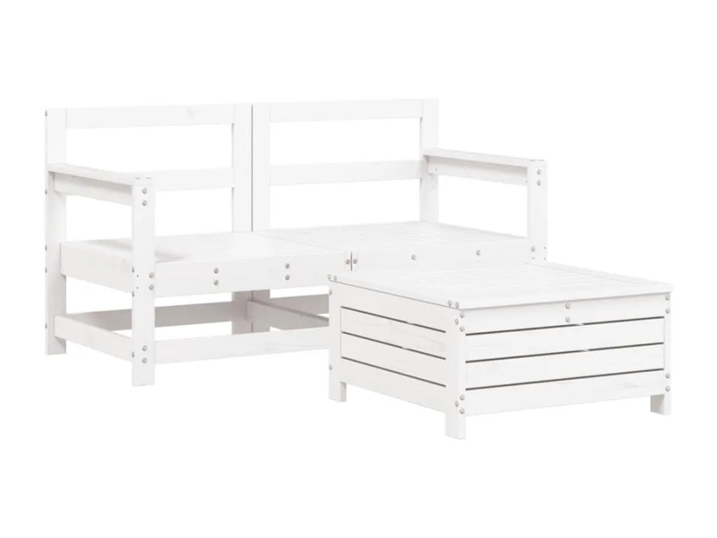 Juego de sofás de jardín 3 piezas Boverdeco maciza de Boverdeco blanco