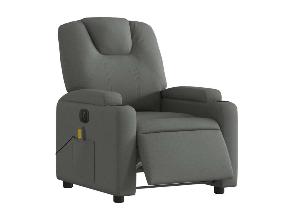 Sillón reclinable de masaje eléctrico tela gris oscuro