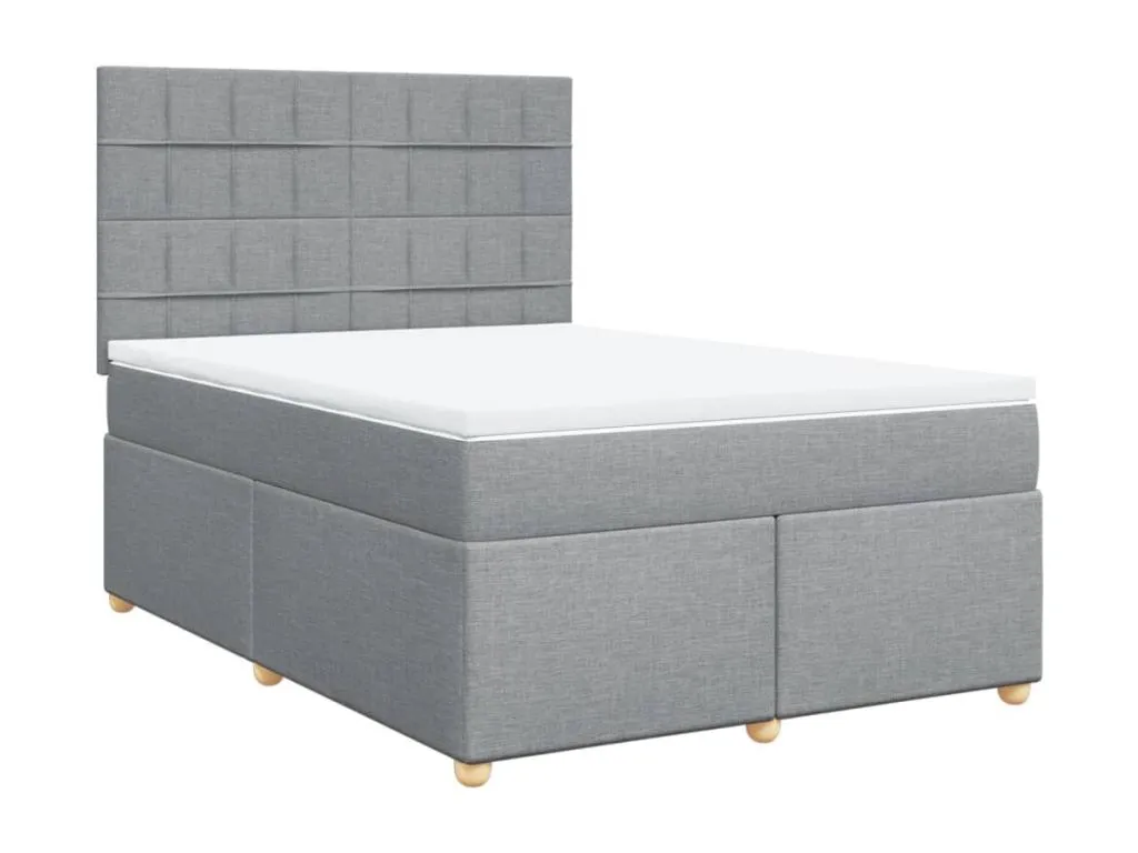 Cama box spring con colchón tela gris claro 140x200 cm mlp3518666