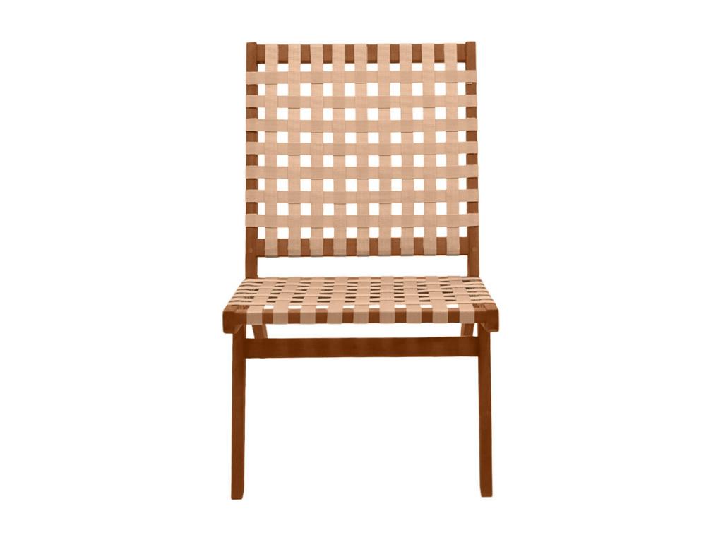 Sillón de jardín de madera maciza con cinchas beige Nestleano