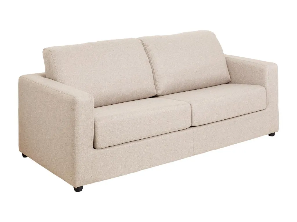 Sofá cama de 3 plazas con apertura italiana en tela beige - 140 cm de descanso - Colchón de 14 cm Jmmhogar