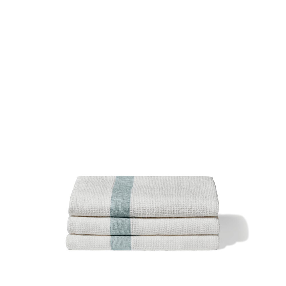 Serviette de bain en lin - Nid d'abeille - Bande Gris Vésuve